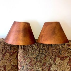 Set of large vintage faux suede brown lamp shades